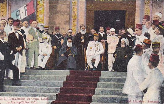Proclamation of the state of Greater Lebanon on 1 September 1920 in the Pine Residence.