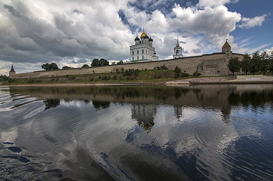 Medieval fortification building. City of Pskov, Russia