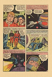page de bande dessinée en couleur représentant des astronautes