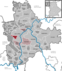 Poziția Rechtenbach pe harta districtului Main-Spessart