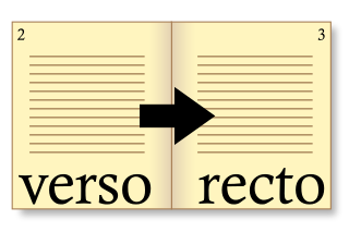 <span class="mw-page-title-main">Recto and verso</span> "front" and "back" sides of a leaf of paper