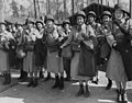 Red Cross workers assembled at the IP, Avenue C and 7th Street, Camp Patrick Henry, left to right, front row, are... - NARA - 542170.jpg