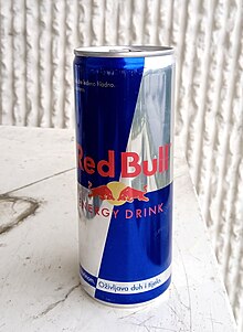 A can of Red Bull, the most popular energy drink worldwide as of 2020 Redbull Bosnia.jpg