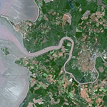 Satellittbilde av munningen av Charente og byen Rochefort