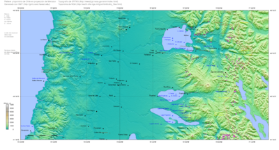 Topography of the region. The Puyehue-Cordón Caulle massif is located between Ranco and Puyehue Lake