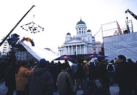 Red Bull City Flight snowboarding event at the square in 2001