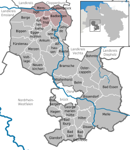 Kaart van Samtgemeinde Artland