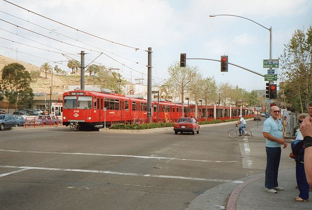 San Diego Trolley near the international border in San Ysidro, C. 1990