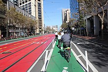 A bike lane in San Francisco San Francisco bike lane Market Street.jpg