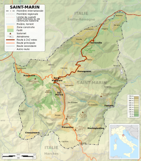 kaart: Geografie van San Marino