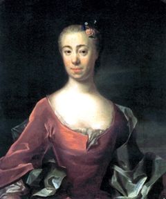 Sara Elizabeth Morea menyasszonyi ruhában.  Johan Scheffel portréja (1739)