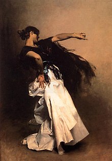 Spanish Dancer, 1879-1882. A preparatory oil study for the main figure in El Jaleo. Private collection. Sargent John Singer Spanish Dancer.jpg