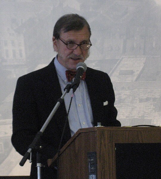 Music historian Jack Stewart lectures at a conference.