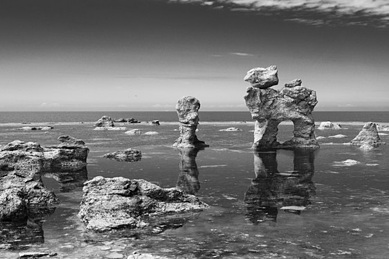 Seastack (SE: rauk) located on Fårö Island, Gotland, Sweden.