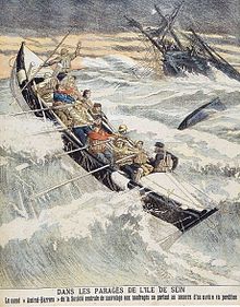 Le canot de sauvetage Amiral Barrera se portant au secours de naufragés (Le Petit Journal, supplément illustré, 1905)