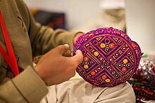 Traditional Sindhi cap. Sindhi Cap Ajrak.jpg