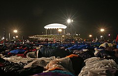 Thousands of sleeping Pilgrims on the night of 20-21 August 2005 at 03:00