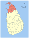 Карта местности Северной провинции Шри-Ланки 