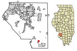 Location of Lenzburg in St. Clair County, Illinois.