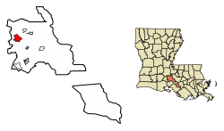 Location of Breaux Bridge in St. Martin Parish, Louisiana.