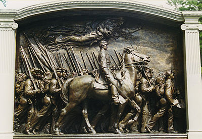 Robert Gould Shaw Memorial, 1897, Boston, combining free-standing elements with high and low relief