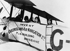 English: Albatross with pilot Jack Treaty at t...