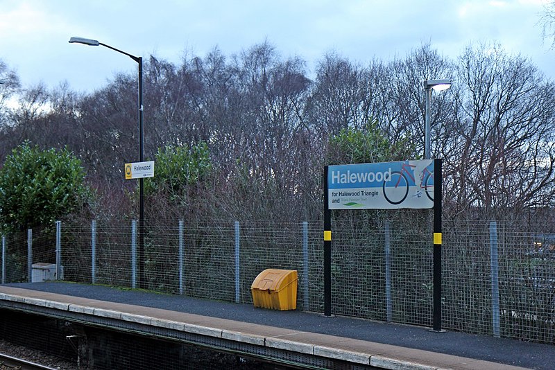 File:Station signs, Halewood railway station (geograph 3819904).jpg