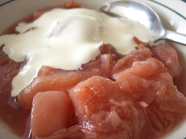 Stewed nectarines and heavy cream