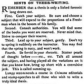 1886 example of Crimson-teasing by Lampoon editor T.P. Sanborn TPS hints on thesis writing Hvd Lampoon 1886.jpg