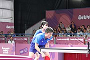 Deutsch: Tischtennis bei den Olympischen Jugendspielen 2018; Tag 9, 15. Oktober 2018; Mixed, Finale, Mixed-Doppel – Miu Hirano & Tomokazu Harimoto (JPN) gegen Sun Yingsha & Wang Chuqin (CHN) 1:3 English: Table tennis at the 2018 Summer Youth Olympics at 15 October 2018 – Mixed Final, Mixed-Double – Miu Hirano & Tomokazu Harimoto (JPN) Vs Sun Yingsha & Wang Chuqin (CHN) 1:3