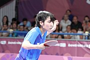 Deutsch: Tischtennis bei den Olympischen Jugendspielen 2018; Tag 9, 15. Oktober 2018; Mixed, Finale, Mixed-Doppel – Miu Hirano (JPN) gegen Sun Yingsha (CHN) 2:3 English: Table tennis at the 2018 Summer Youth Olympics at 15 October 2018 – Mixed Final, Mixed-Double – Miu Hirano (JPN) Vs Sun Yingsha (CHN) 2:3