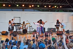 Tank and the Bangas performing at the Hartwood Acres Amphitheater in 2017