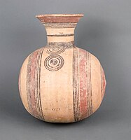 Terracotta barrel jug with strainer, Cypro-Geometric III. Cyprus, 850-750 BCE.[3]