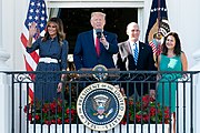 President Trump and Vice President Pence and their wives at the Congressional Picnic The 2019 White House Congressional Picnic (48120759197).jpg