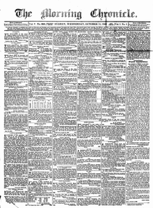 Cover page of The Morning Chronicle, 11 October 1843 The Morning Chronicle 11 Oct 1843.PNG