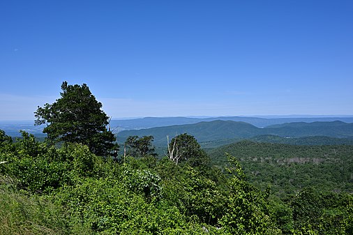 View from The Point Overlook on Skyline Drive looking southwest in Shenandoah National Park