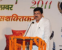 The Union Minister for Social Justice and Empowerment, Shri Mukul Wasnik addressing at the inauguration of the Shilpotsav 2011, in New Delhi on September 17, 2011.jpg