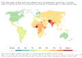 Mappa ow tiskwedhes istori diwreydhyans polio a-dreus an bys