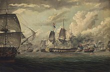 Bellerophon leading the bombardment of the Syrian fortress of Acre on 3 November 1840. Thomas Baines Thomas Baines - H.M.S. Bellerophon leading the bombardment of the Syrian fortress of Acre on 3 November 1840 CSK 2016.jpg