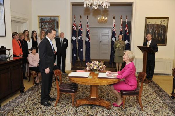Tony Abbott is sworn in by Governor-General Quentin Bryce