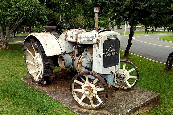 Old tractor made into a monument of the Federal University of Viçosa, Brazil.