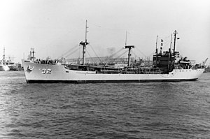 USS Corduba (AF-32) off Naval Station Norfolk, Virginia (USA), 10 April 1952 (80-G-446287).jpg