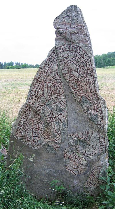 The Norsta Runestone (U 861) on the drive of Wik Castle outside Uppsala was probably made by Sweyn and his family, as it mentions two people called Sweyn and Mær (mentioned in the accusative form Møy). It is the only existing mention of a woman named Mær ("maiden") besides the mention of Sweyn's sister Mær in Hervarar saga, and it is contemporary with Sweyn.[1]