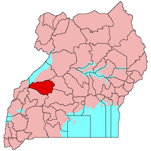 Map of Uganda showing Kibaale district