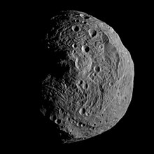 16 July 2011: NASA's Dawn spacecraft successfully enters orbit around the asteroid 4 Vesta (pictured). Vesta from Dawn, July 17.jpg