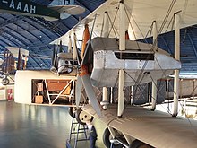 The Vickers Vimy flown by Alcock & Brown on the first transatlantic flight. Vickers Vimy, Science Museum, London.jpg