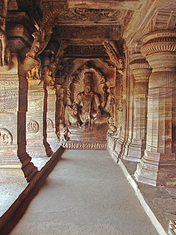 Vishnu image inside cave number 3 in Badami.jpg