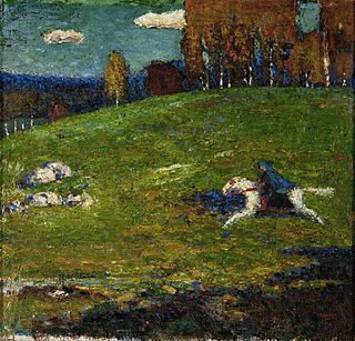 Wassily Kandinsky, 1903, Der Blaue Reiter painting, Der Blaue Reiter 21.1 cm × 54.6 cm (8.3 in × 21.5 in)