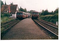 Zugkreuzung im Bahnhof Göppingen-Schlat (1989)
