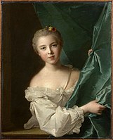 Portreto de Éléonore Louise Le Gendre de Berville (1740-1761) marquise du Hallay-Coëtquen , 1751. privata kolekto institution QS:P195,Q768717 , Paris.